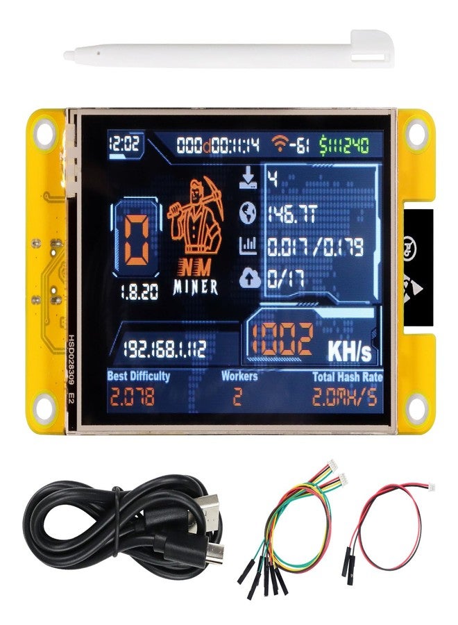 Freenove Bitcoin Miner NMMiner NerdMiner, ESP32 CYD 2.8 Inch Touch Display, 240x320 Pixel TN TFT LCD Screen ST7789 Driver, Dual-core 32-bit 240 MHz Microcontroller WiFi+BT, C Code LVGL Tutorial - Image 1