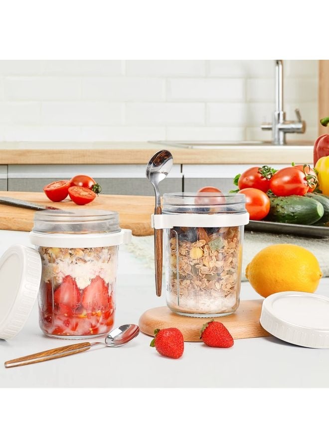 HOMESTAR Overnight Oats Jars with Spoon and Lid, Airtight Oatmeal Container with Measurement Marks, Mason Jars with Lid for Cereal On The Go Container - Image 4
