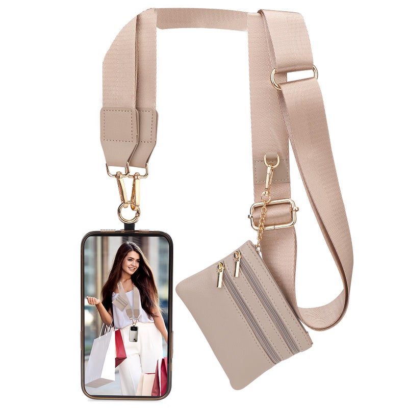 XANGNIER Clip and Go Strap for Phone with Wallet Crossbody, Phone Strap with Zippered Wallet, Adjustable Anti Theft Cellphone Lanyard for Women, Cellphone Chain Accessories,Multicolor 7 - Image 1