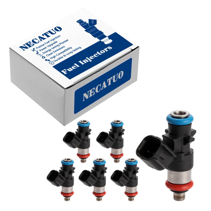 NECATUO Set of 6 Fuel Injectors Compatible with Dodge Avenger Challenger Durango Journey Jeep Grand Cherokee Wrangler JK Chrysler Ram ProMaster Replaces 5184085AD 4G2269 FJ1147 - Image 2