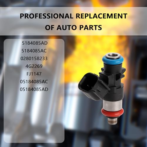 NECATUO Set of 6 Fuel Injectors Compatible with Dodge Avenger Challenger Durango Journey Jeep Grand Cherokee Wrangler JK Chrysler Ram ProMaster Replaces 5184085AD 4G2269 FJ1147 - Image 3