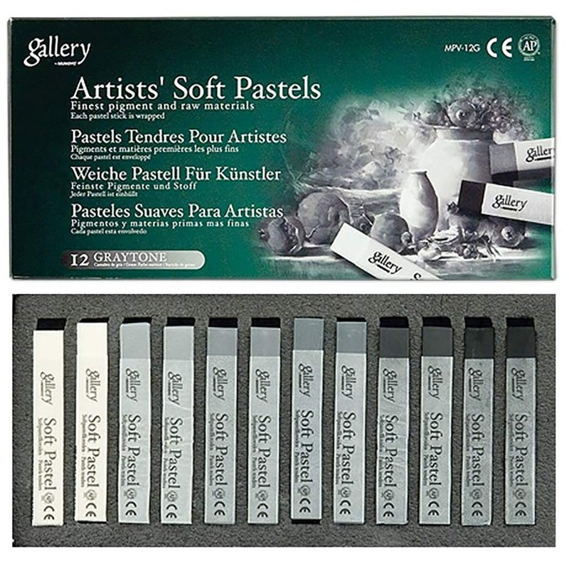 Gallery Mungyo Gallery Soft Pastel Squares Cardboard Box Set of 12 - Greys