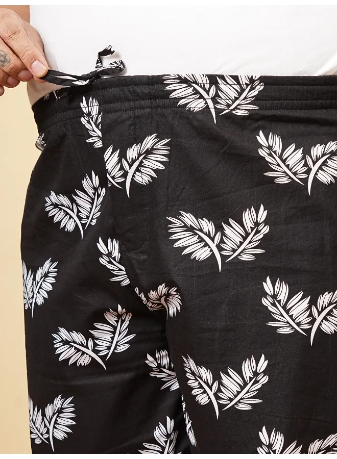 HARDSODA Black Men Regular Casual Floral Lounge Pants