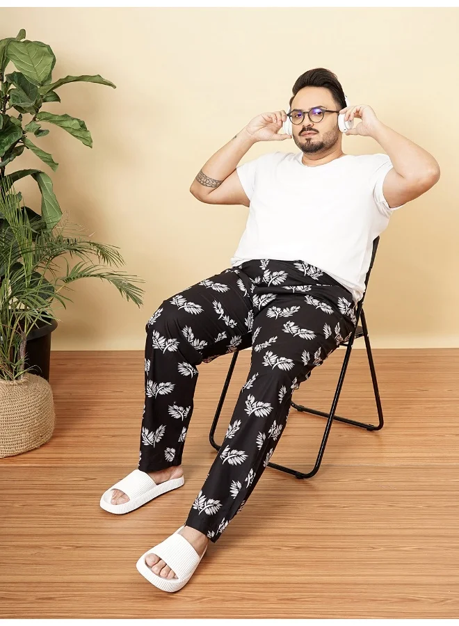 HARDSODA Black Men Regular Casual Floral Lounge Pants