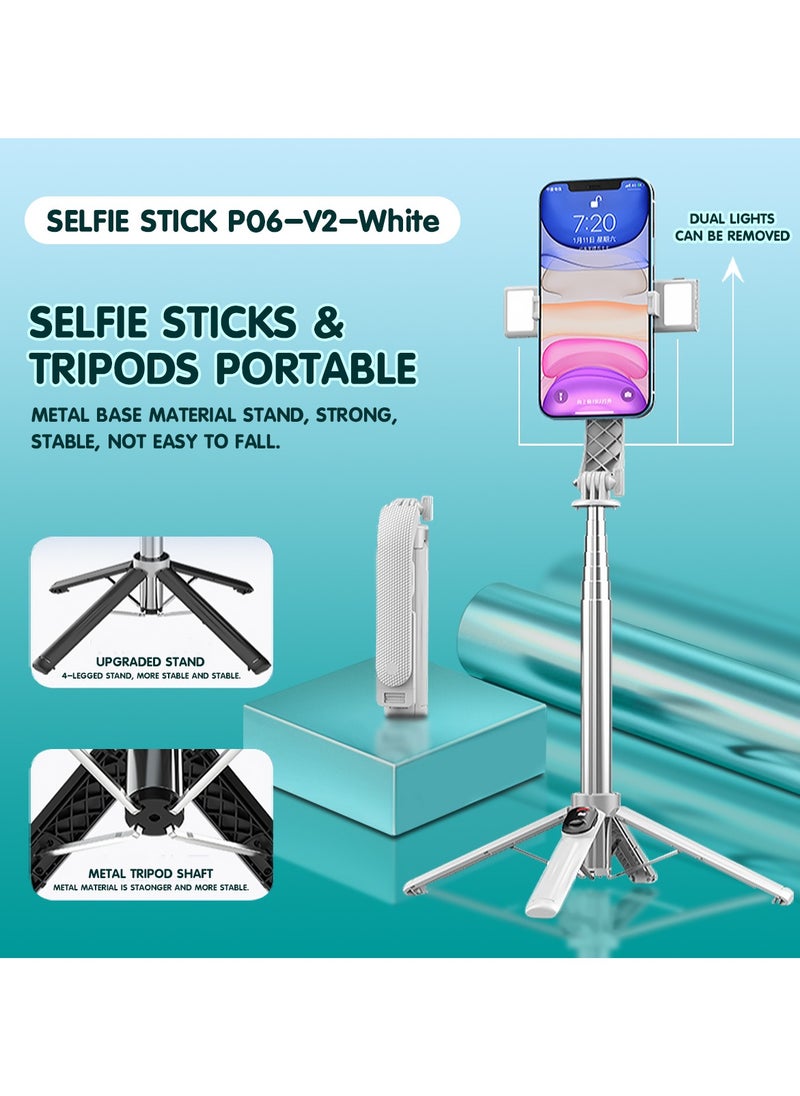 Mobile Phone Selfie Stick With Bluetooth Remote Control, Selfie Extension Stick With Mobile Phone Holder, Foldable Quadripod, Portable Storage, Can Be Extended To 1 Meter, With 2 Fill Lights, Compatible With All Mobile Phones