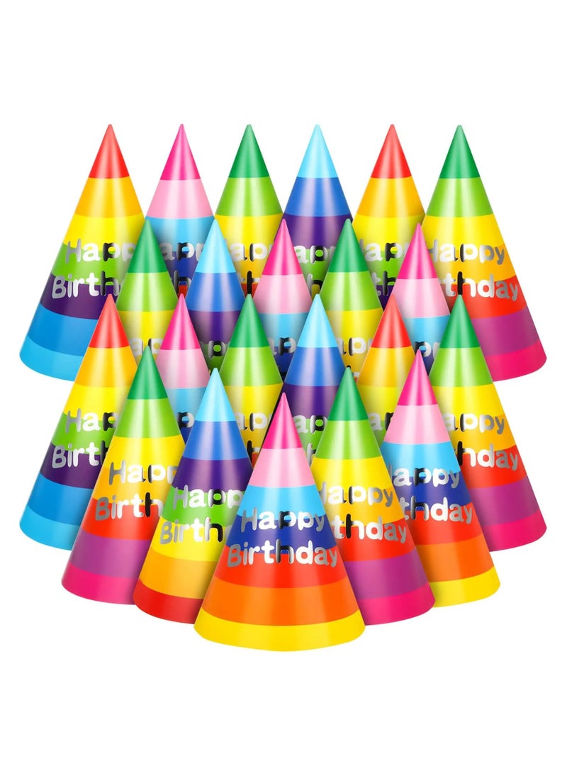 KASTWAVE Birthday Party Hats, Rainbow Cone Hats Paper Colorful Party Birthday Hats Art Craft Caps for Kids Adults Birthday Party Supplies, Birthday Party Cone Hats Art Craft Caps Birthday Party Hats - Image 1