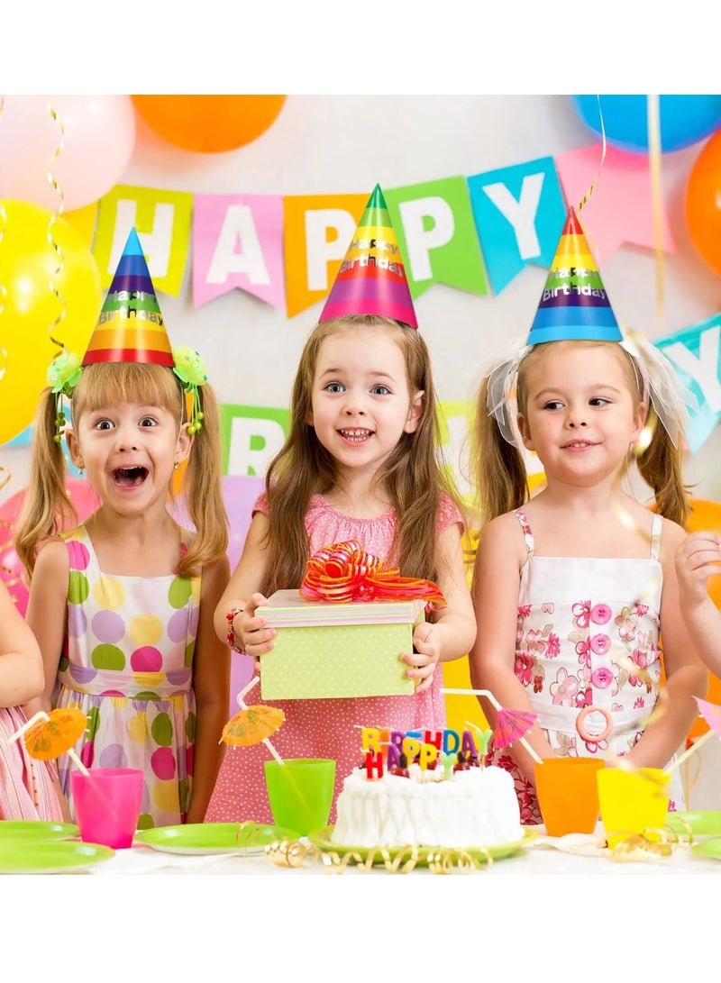 KASTWAVE Birthday Party Hats, Rainbow Cone Hats Paper Colorful Party Birthday Hats Art Craft Caps for Kids Adults Birthday Party Supplies, Birthday Party Cone Hats Art Craft Caps Birthday Party Hats - Image 4