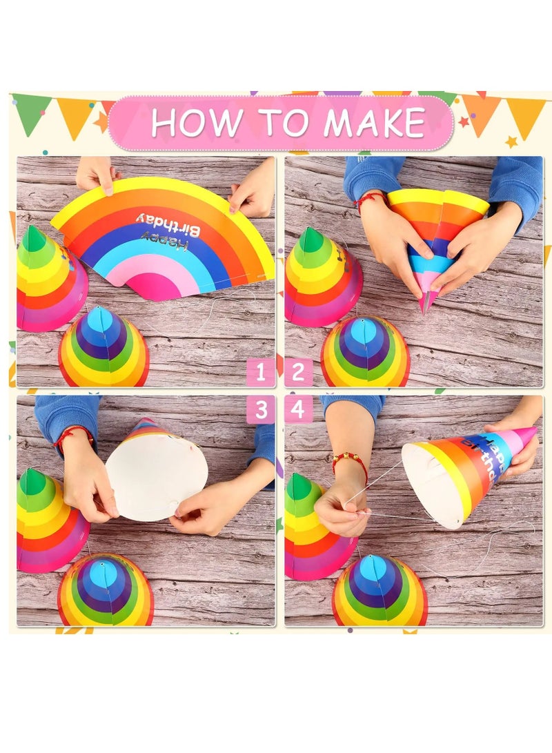 KASTWAVE Birthday Party Hats, Rainbow Cone Hats Paper Colorful Party Birthday Hats Art Craft Caps for Kids Adults Birthday Party Supplies, Birthday Party Cone Hats Art Craft Caps Birthday Party Hats - Image 5