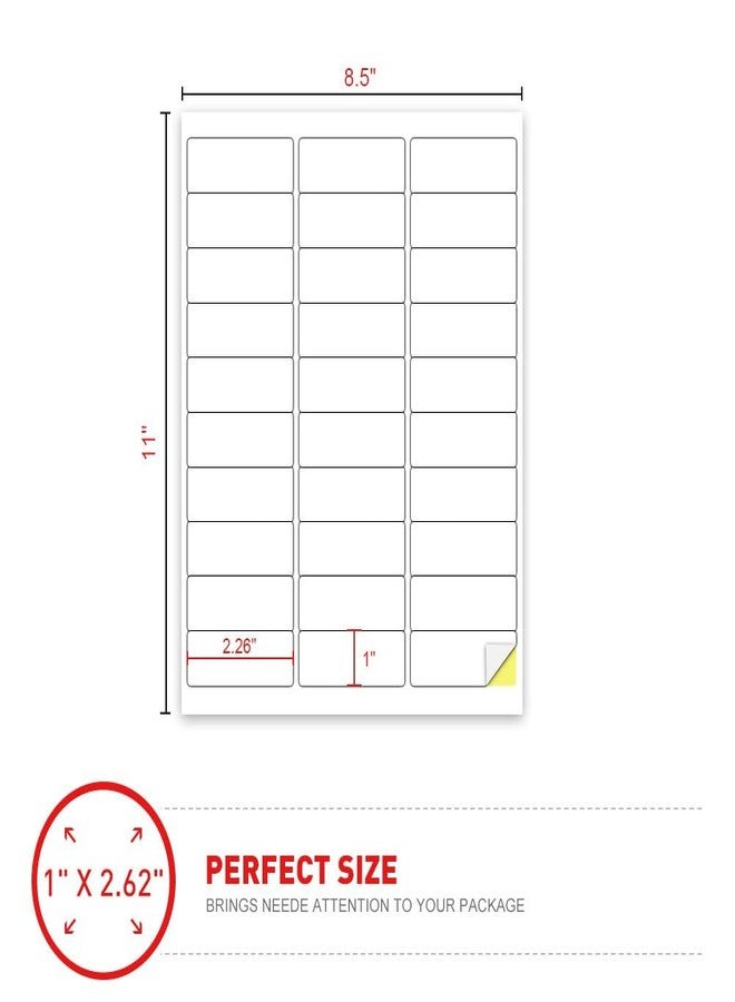 Fangtek [100Sheet, 3000 Labels] Address Mailing Shipping Amazon FBA Barcode Labels 1 x 2 5/8 for Laser/Inkjet Printer, 30-up Return Address Labels Name Tag Stickers for School Supplies - Image 2