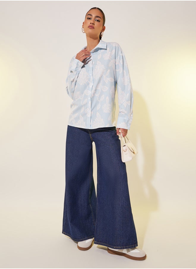 Take Two Floral Print Spread Collar Oversized Shirt  - Image 2