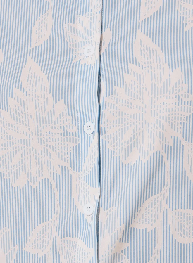 Take Two Floral Print Spread Collar Oversized Shirt