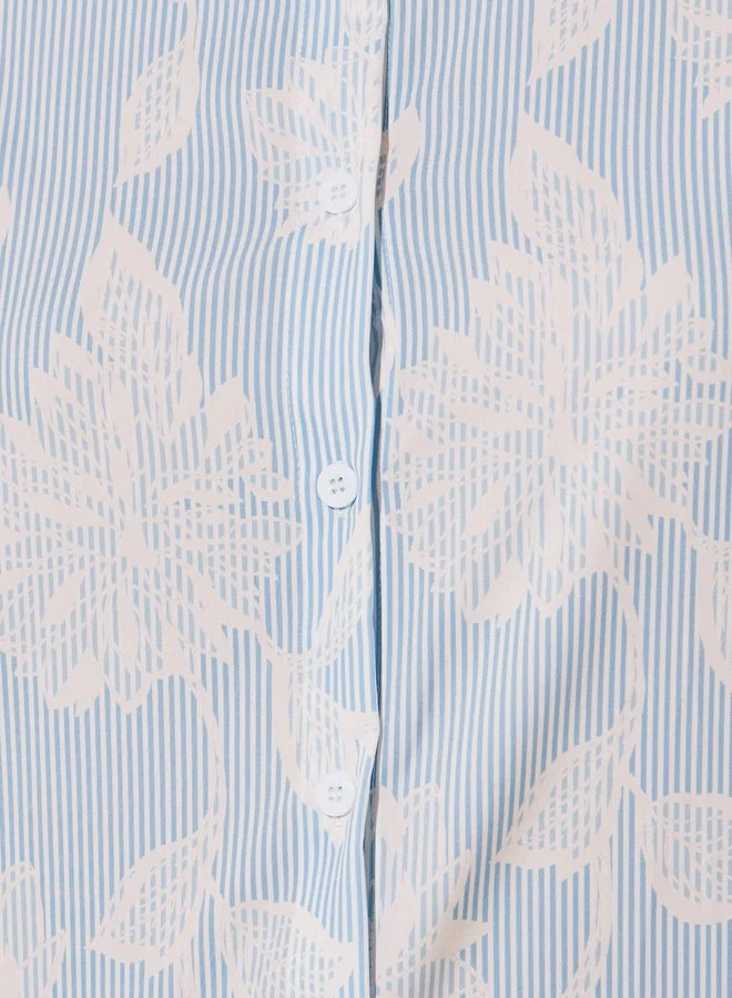 Take Two Floral Print Spread Collar Oversized Shirt