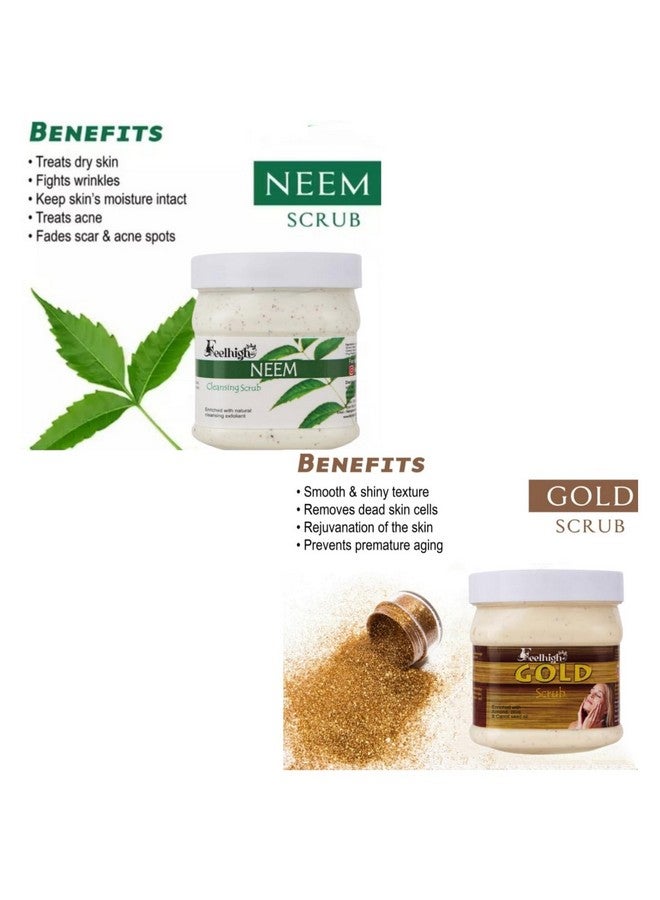 FEELHIGH Face & Body Neem Scrub Helps to Deep Cleansing Scrub Enriched Natural Neem Extract-500ml And Gold Scrub Helps to Brightening skin 500ml Men & Women - Image 2