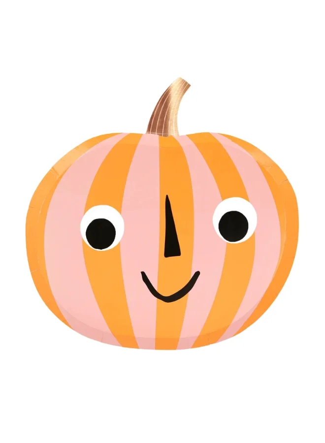 Meri Meri Pink & Orange Stripy Pumpkin Plates