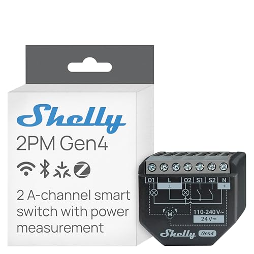 Shelly 2PM Gen4 | Wi-Fi, Zigbee & Matter 2-Channel Smart Relay Switch with Power Metering | Home Automation | Alexa, SmartThings, Google Home, Apple HomeKit Compatible | Roller Shutters Control - Image 1