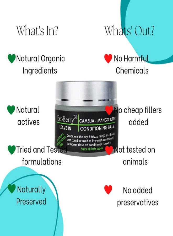 EcoBerry Camellia Mango Butter Leave In Conditioning Balm | Dry & Frizzy Hair, Organic | Free From Silicone, Paraben, Chemical, Cruelty, Mineral Oil, Preservative, Veg - Image 4