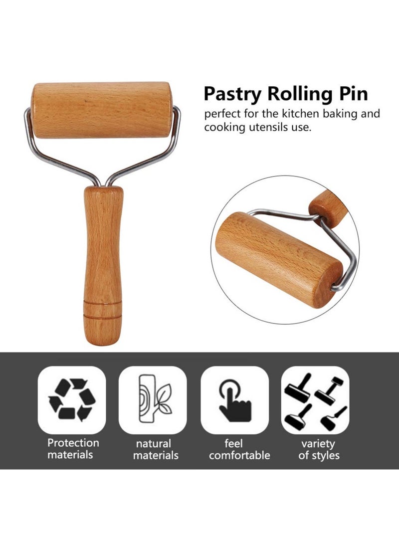 Excefore Small Rolling Pin, 2 Pcs Dough Baker Roller Set, Wooden Rolling Pin, Non-Stick Wooden Dough Roller, Baking Kitchen Utensils for Pastry,Tortilla, Pizza,Cookie and More (9.5cm/3.74in) - Image 3