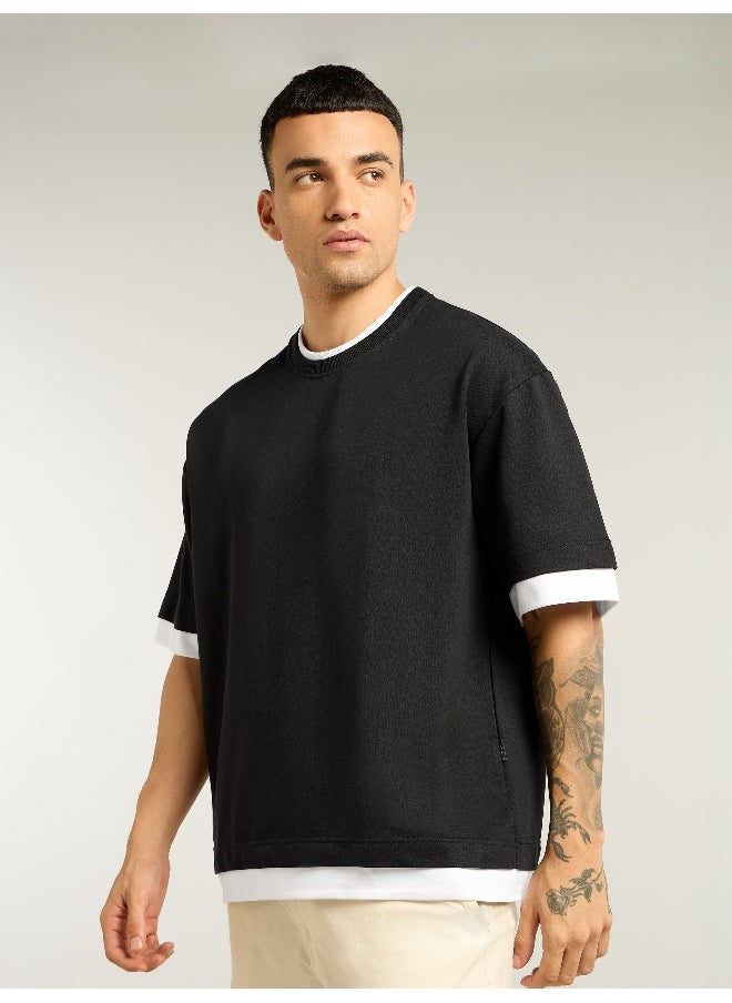 Beyoung Black Jersey Knit Oversized T-Shirt  - Image 1