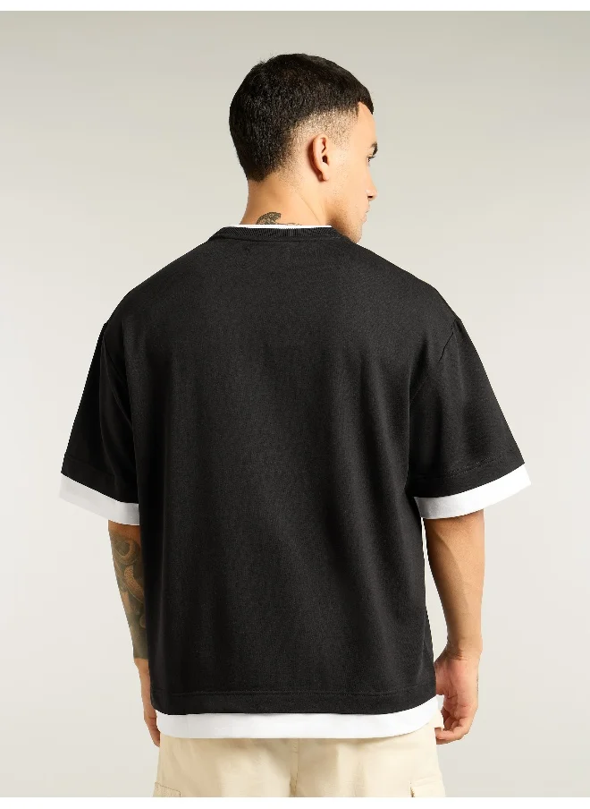 Beyoung Black Jersey Knit Oversized T-Shirt