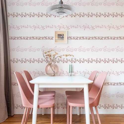 FINGERINSPIRE 4 Styles Vine Floral Border Stencil 11.8x11.8inch Reusable Plastic DIY Decorating Tool for Wood Wall Furniture - Image 4