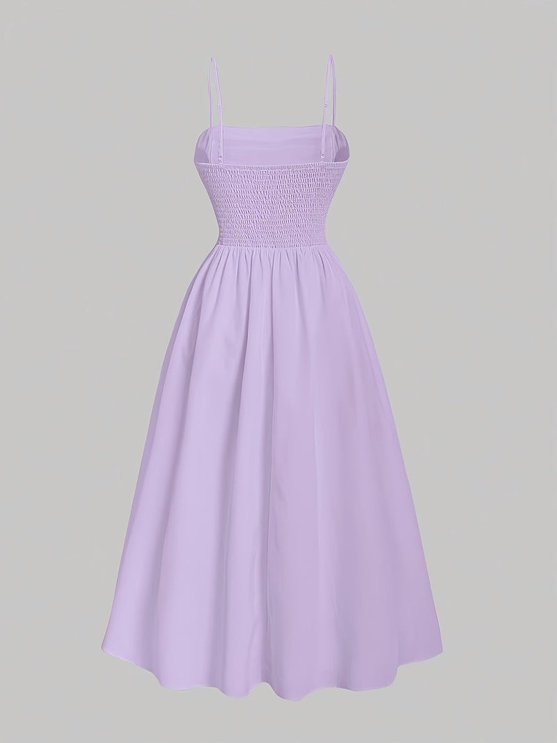 Nian Nian Selected Targeted Style - Solid Color Suspender Drawstring Off-Shoulder Dress - Image 2