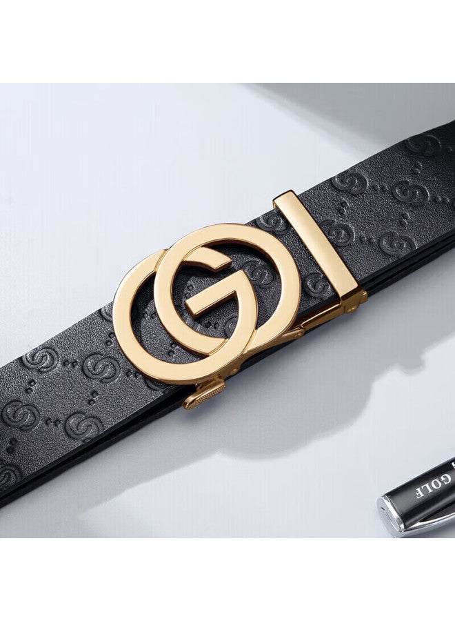 Golf Men's Belt, Double-sided Top-grain Leather, Automatic Buckle Waist Belt, Gift Box Packaging, Birthday Present For Father - Image 2
