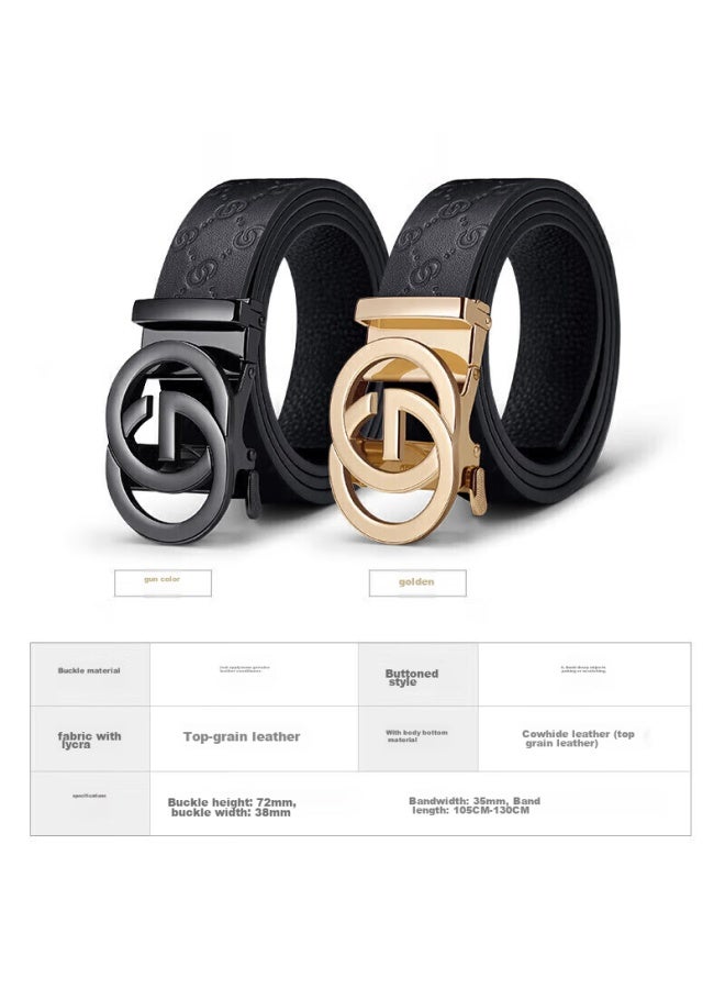 Golf Men's Belt, Double-sided Top-grain Leather, Automatic Buckle Waist Belt, Gift Box Packaging, Birthday Present For Father - Image 5