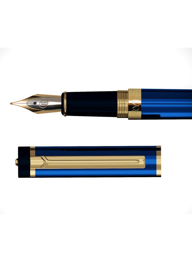 Dryden Designs Fountain Pen Medium Nib | Includes 24 Ink Cartridges (12 Black 12 Blue) And Ink Refill Converter | Calligraphy Pen, Consistent Writing, Smooth Flow Blue. - Image 2