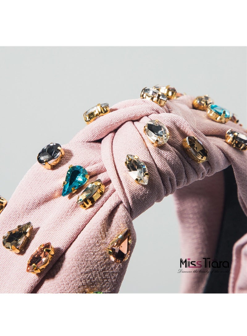 MissTiara High Quality Fabric Full Rhinestone Headband Knotted Colorful Fashion Headband for Fashionistas Girls Women Daily Wearing and Party - Image 4