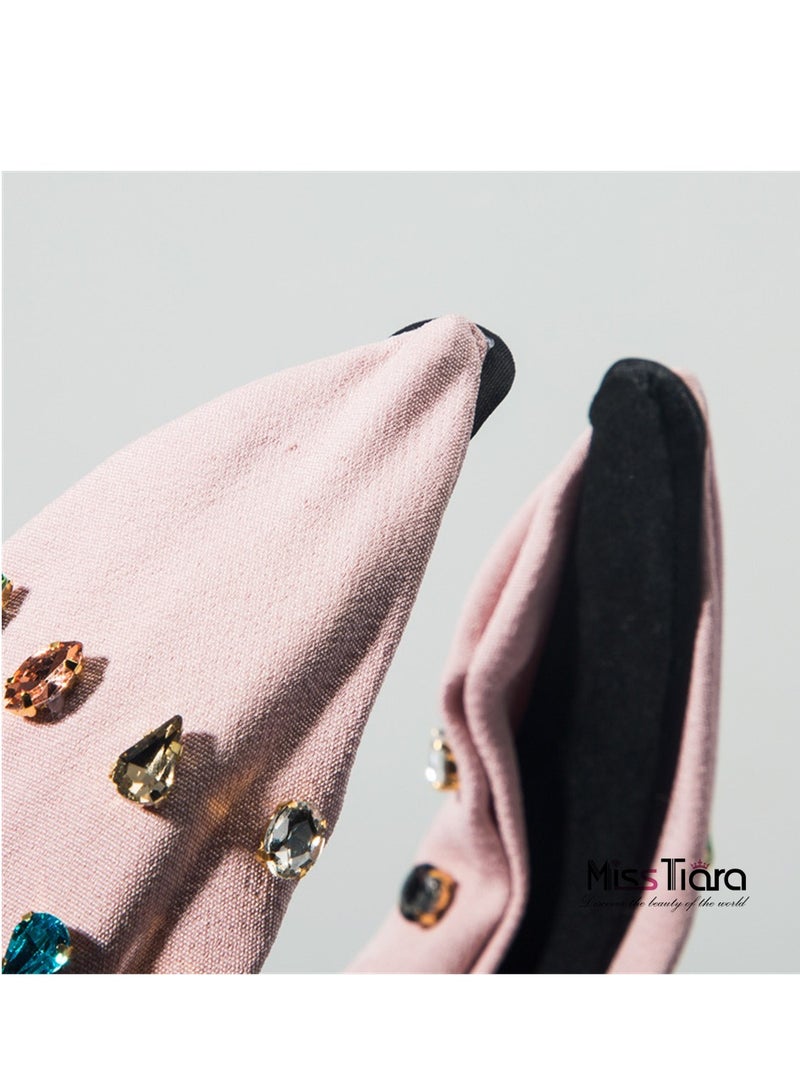 MissTiara High Quality Fabric Full Rhinestone Headband Knotted Colorful Fashion Headband for Fashionistas Girls Women Daily Wearing and Party - Image 5