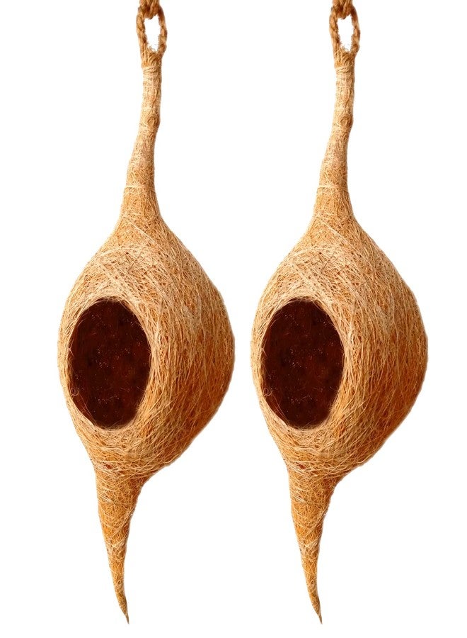 LIVEONCE Safest Round Organic Bird nest Purely Handmade Sparrow/Small Birds, Material Type -Coir,Color -Brown, Size (H 25 cm,Diameter 15 cm), Set of 2 - Image 1