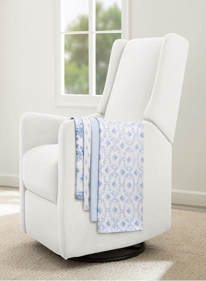 Delta Children 100% Cotton Muslin Baby Receiving Blankets for Girls and Boys - 47x47 Inches (Pack of 4), Blue Botanicals - Image 2