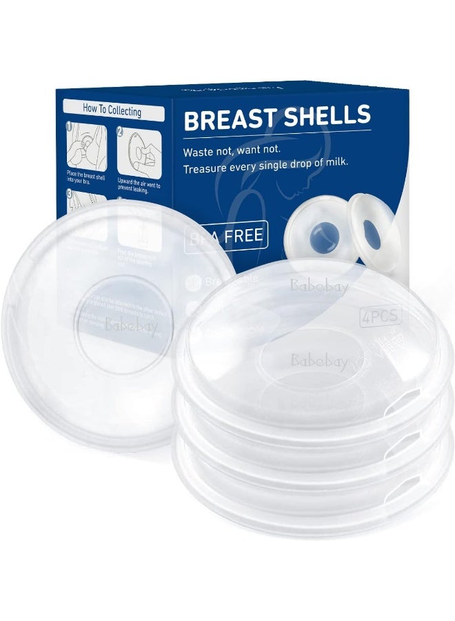 Babebay Breast Shells, 4 Pack Nursing Cups, Milk Saver, Protect Sore Nipples for Breastfeeding, Collect Breastmilk Leaks for Nursing Moms, Soft and Flexible Silicone Material, Reusable - Image 1