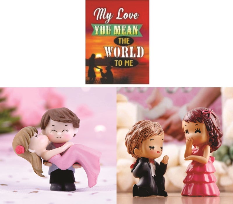 Chocozone Couple Hug Resin Showpiece Couple Miniatures Romantic Gifts for Girlfriend (Hug & Propose Combo, Multicolour) - Image 1
