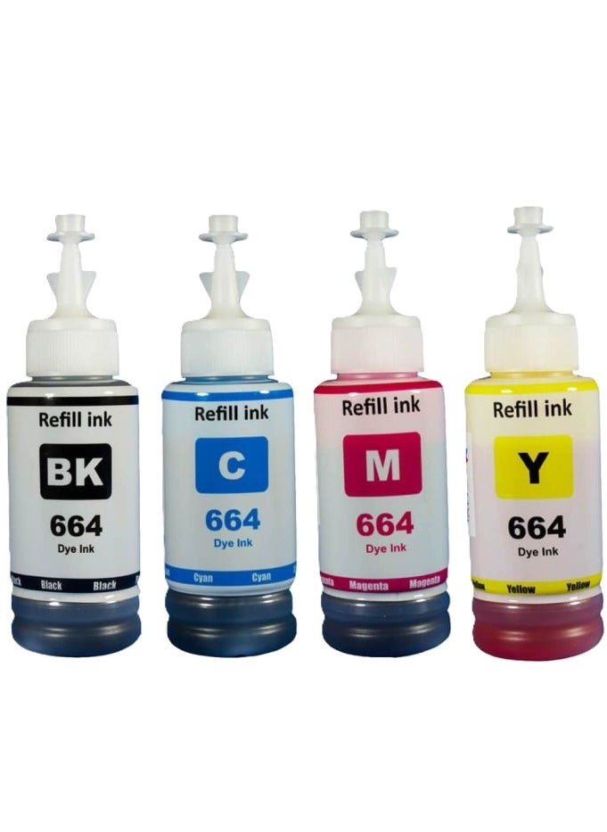 Generic Epson Ink 664 (SET 4-PCS) Compatible Ink for se In ET 2600 ET 2650 ET 2550 ET 4500 ET 3600 ET 2500 ET 4550 ET 14000 ET 1655 000 L3 55 L100 L110 L1300 L200 Printers ( B, C, M, Y )  - Image 2