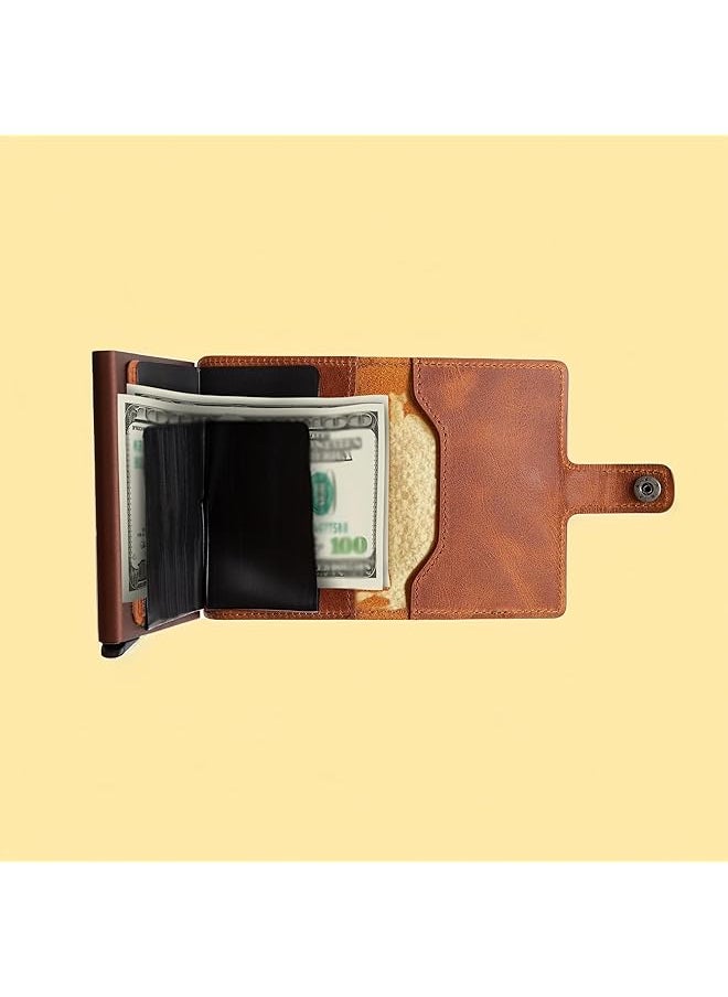erorex Premium Slim Aluminum Pop Up Card Holder Wallet Leather Unisex Design Secure And Stylish Chocolate Brown Case For Men And Women Protect Your Cards In Style!  - Image 5
