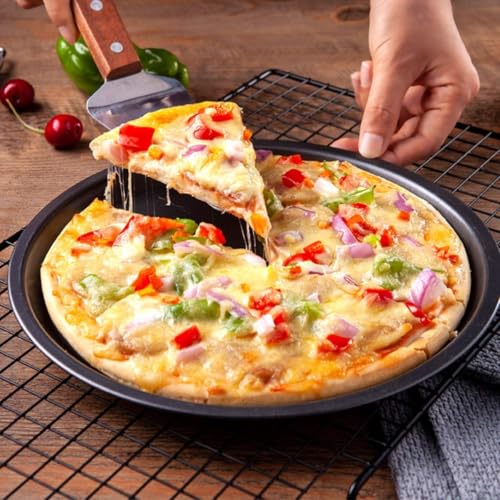 SkyKey 3-Piece Set Non-Stick Pizza Pan, Round Premium Bakeware, Black - Image 4