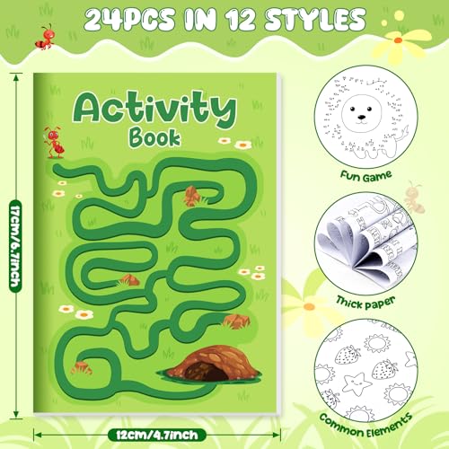 BenLouis 24 pcs Mini Activity Books for Kids ages 4-8-12 Small Activity Books Party Favors Bulk Mazes Coloring and More for Classroom Travel Birthday Goodie Bag Gift Stuffer(Classic) - Image 2
