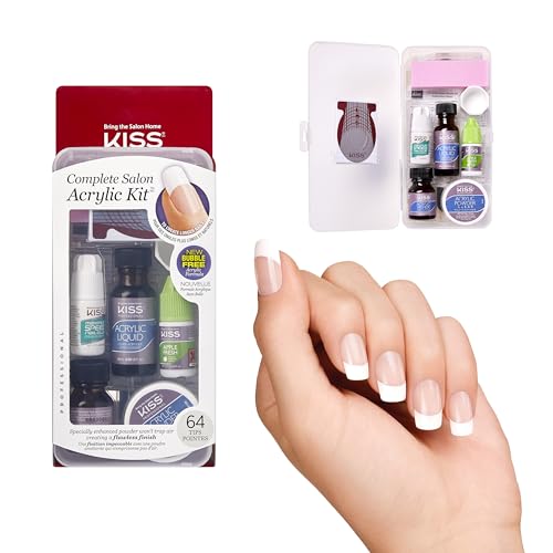 KISS Complete Salon Acrylic Fake Nails Manicure Kit, Acrylic Liquid, Acrylic Primer, Acrylic Powder Clear, Maximum Speed Nail Glue, Masking Formula, & 60 Long Length Bubble Free Acrylic Nails - Image 1