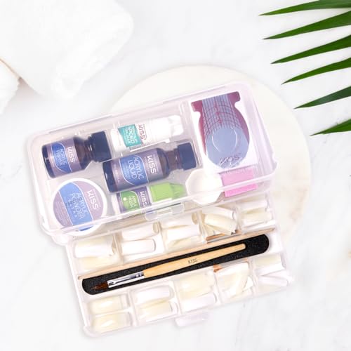 KISS Complete Salon Acrylic Fake Nails Manicure Kit, Acrylic Liquid, Acrylic Primer, Acrylic Powder Clear, Maximum Speed Nail Glue, Masking Formula, & 60 Long Length Bubble Free Acrylic Nails - Image 4