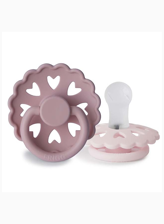 FRIGG Fairytale Silicone Baby Pacifier 0-6M 2-Pack Twilight Mauve/Primrose - Size 1 - Image 2