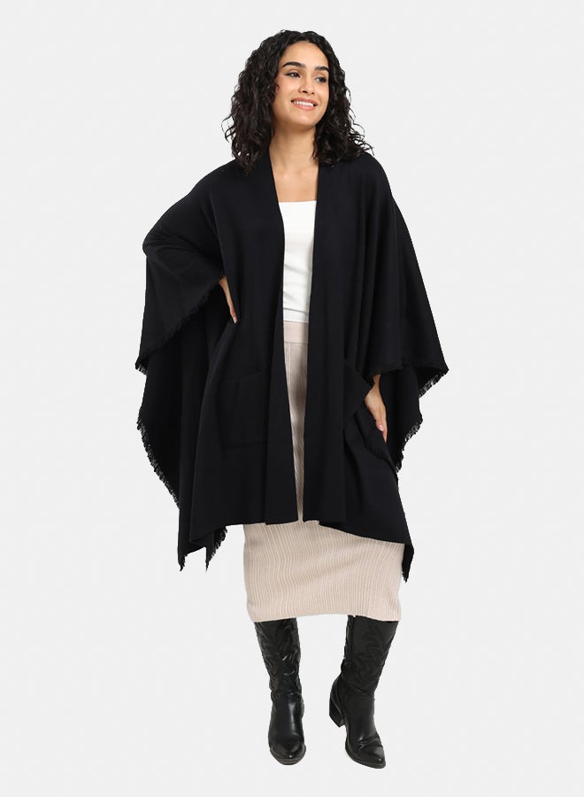 Carina Fringe Trim Poncho - Image 1