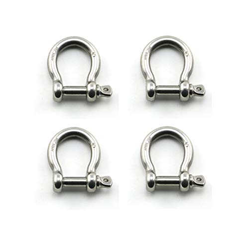 Heyous 4pcs 14 Inch 6mm Screw Pin Anchor Shackle Stainless Steel Heavy Duty Bow Shape Load Clamp for Chains Wirerope Lifting Paracord Outdoor Camping Survival Rope Bracelets
