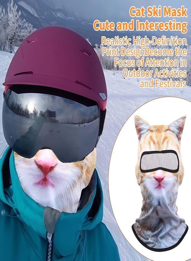 oyeftp Ski Mask, 3D Cat Ski Mask Balaclava Sheisty Face Men Women, Cat Mask with Ears, Cute Full Face Shiesty Mask Animal Ski UV Sun Protection Face Mask for Outdoor Hiking Riding Ski Raves Party Yellow - Image 4
