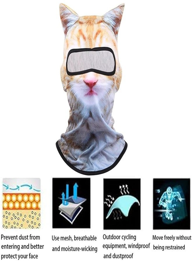 oyeftp Ski Mask, 3D Cat Ski Mask Balaclava Sheisty Face Men Women, Cat Mask with Ears, Cute Full Face Shiesty Mask Animal Ski UV Sun Protection Face Mask for Outdoor Hiking Riding Ski Raves Party Yellow - Image 3