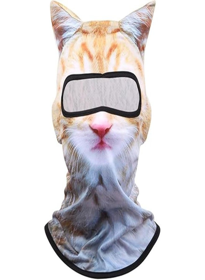 oyeftp Ski Mask, 3D Cat Ski Mask Balaclava Sheisty Face Men Women, Cat Mask with Ears, Cute Full Face Shiesty Mask Animal Ski UV Sun Protection Face Mask for Outdoor Hiking Riding Ski Raves Party Yellow - Image 1