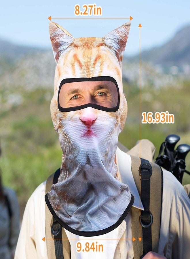 oyeftp Ski Mask, 3D Cat Ski Mask Balaclava Sheisty Face Men Women, Cat Mask with Ears, Cute Full Face Shiesty Mask Animal Ski UV Sun Protection Face Mask for Outdoor Hiking Riding Ski Raves Party Yellow - Image 2