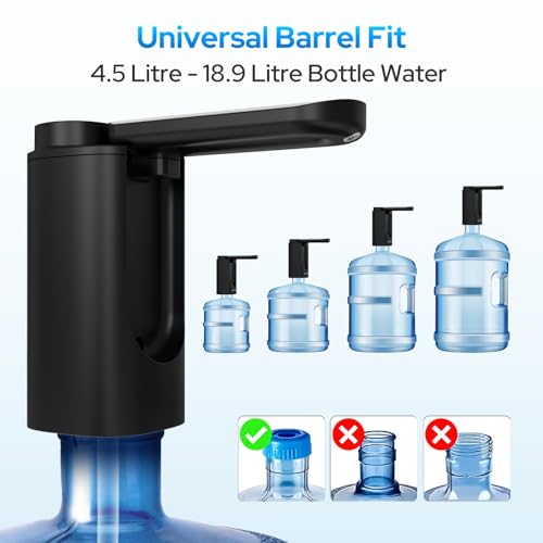 UN1QUE Water Dispenser Pump for 20 Litre Bottle, WD03 Portable Wireless Water Pump, 1200mAh Rechargeable Foldable Water Dispenser for Home Office Traveling Camping, White - Image 5