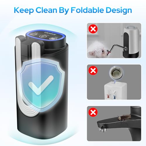 UN1QUE Water Dispenser Pump for 20 Litre Bottle, WD03 Portable Wireless Water Pump, 1200mAh Rechargeable Foldable Water Dispenser for Home Office Traveling Camping, White - Image 2