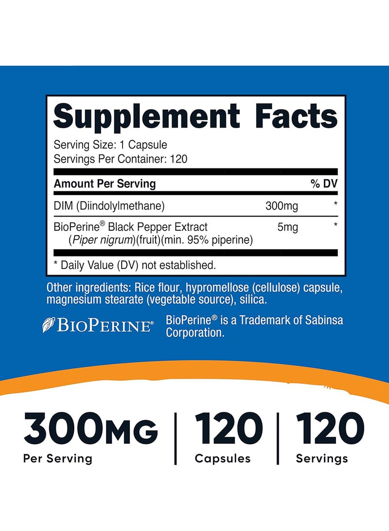 Nutricost Diindolylmethane Plus Bioperine Capsules 300 Mg 120  - Image 2